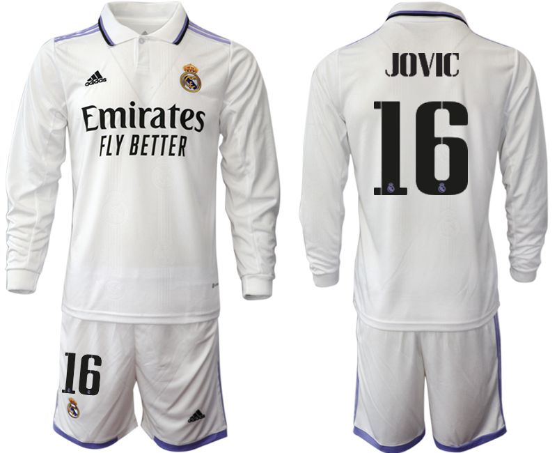 Men 2022-2023 Club Real Madrid home long sleeve white #16 Soccer Jersey